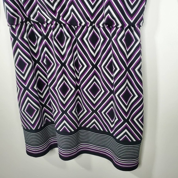 White House Black Market Jersey Knit Geometric Diamond Dress Purple Size Medium - Picture 4 of 12